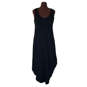 Gap Black Lagenlook Asymmetrical Sharkbite Maxi Dress Size L